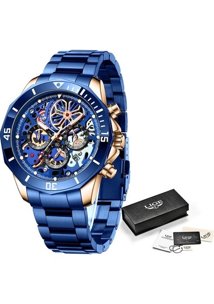 Tüm Mavi 2021 Lıge Yeni Siyah Hollow Izle Erkekler Üst Marka Lüks Moda Paslanmaz Çelik Kuvars Saat Erkek Spor Su Geçirmez Kol Saati (Yurt Dışından)