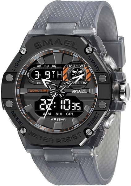 8066 Grı Smael Spor Izle Adam Çift Zamanlı Saat Erkekler Için LED Işık Izle Alarm 8066 Moda Spor Saatler Askeri S Shiock Kol Saati (Yurt Dışından)