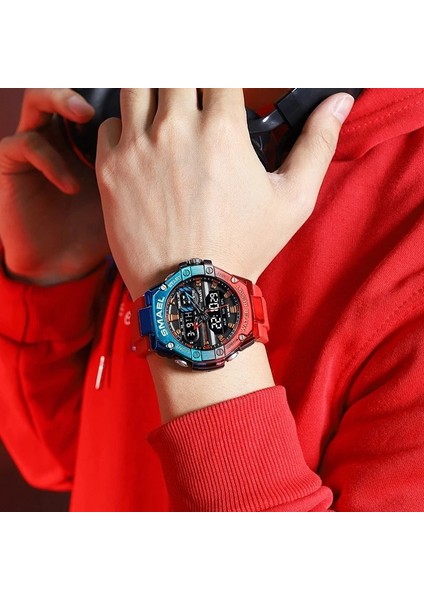 8066 Grı Smael Spor Izle Adam Çift Zamanlı Saat Erkekler Için LED Işık Izle Alarm 8066 Moda Spor Saatler Askeri S Shiock Kol Saati (Yurt Dışından) modelleri