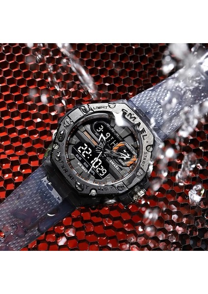 8066 Grı Smael Spor Izle Adam Çift Zamanlı Saat Erkekler Için LED Işık Izle Alarm 8066 Moda Spor Saatler Askeri S Shiock Kol Saati (Yurt Dışından) indirimleri