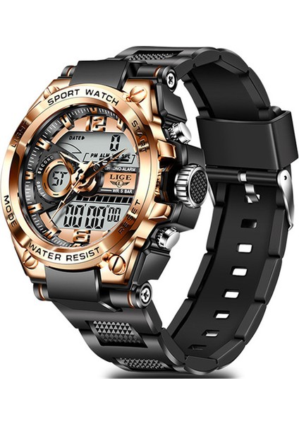 Altın Siyah Lıge Erkekler Askeri Izle Üst Marka 50 M Su Geçirmez Kol Saati LED Çalar Saat Spor Izle Erkek Relogios Masculino Spor Izle Erkekler (Yurt Dışından)