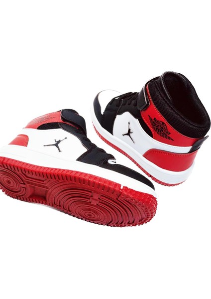 Haykat Jordan Siyah Kırmızı Beyaz Unisex Çocuk Bilekli Spor Ayakkabı indirimleri