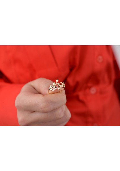 Zeytin Dalı Yüzük Yaprak Yüzük 14 Ayar Altın indirimleri