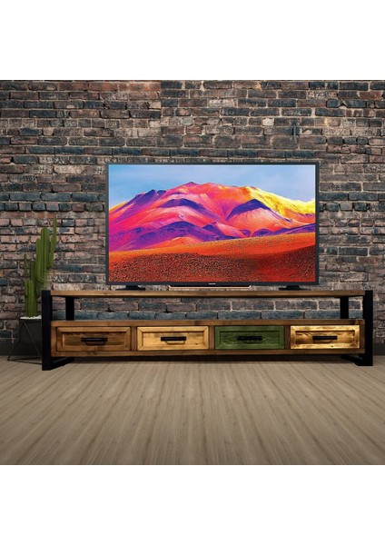Almond Doğal Ahşap Çekmeceli Tv Ünitesi -200 x 45 x 55 cm -Ceviz Renk