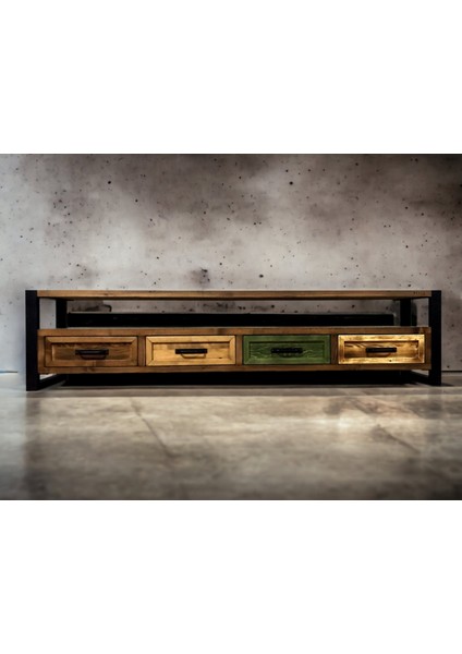 Almond Doğal Ahşap Çekmeceli Tv Ünitesi -200 x 45 x 55 cm -Ceviz Renk fırsatları