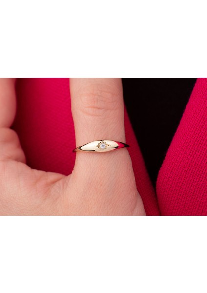 14 Ayar Altın Kutup Yıldızı Yüzük Kadın Yıldız Şövalye Yüzük