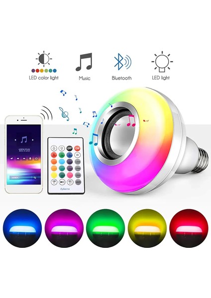 Ampul Şeklinde Bluetooth Hoparlör Müzik Çalar Rgb Ledli Lamba Kumandalı Mp3 Çalar Renk Değiştiren