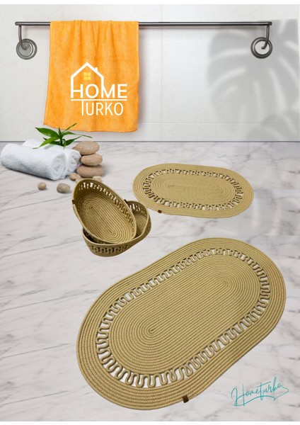 2'Li Takım Jüt, Hasır, Paspas, Banyo Paspası, Banyo Paspas Takımı Ve Banyo Sepeti