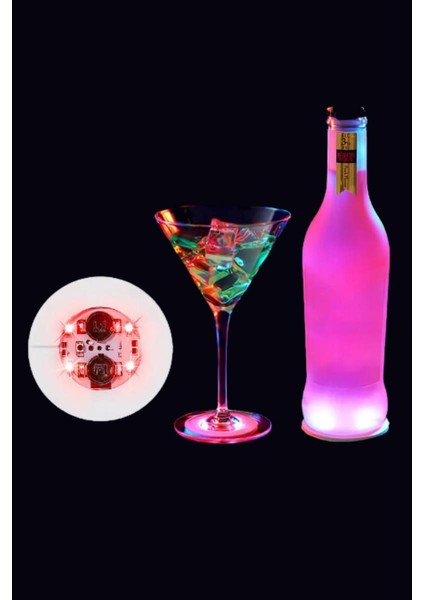 LED Işıklı Rgb Bardak Altlığı Düğün Parti Kokteyl Lambası Şişe Vazo Altı Aydınlatma Dekor Lambası