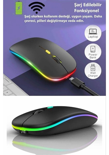 Orn Kablosuz Fare Wireless Bluetooth Mouse 4 Tuşlu Renk Sessiz Şarj Edilebilir