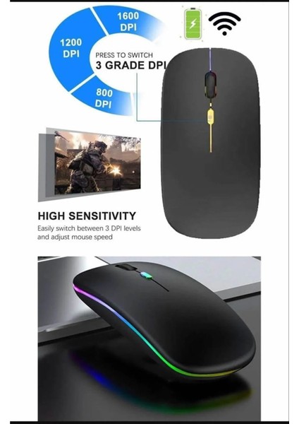 Orn Kablosuz Fare Wireless Bluetooth Mouse 4 Tuşlu Renk Sessiz Şarj Edilebilir