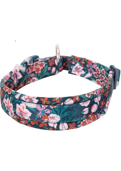 Renkli Çiçek Desenli, Neoprene Süngerli Mavi Boyun Tasması modelleri