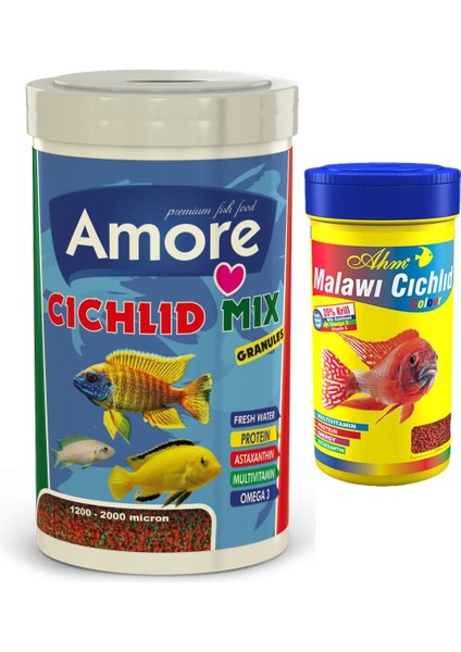 Cichlid Mix Granules 1000 ml Ahm Malawi Cichlid Colour 250 ml Balık Yemi