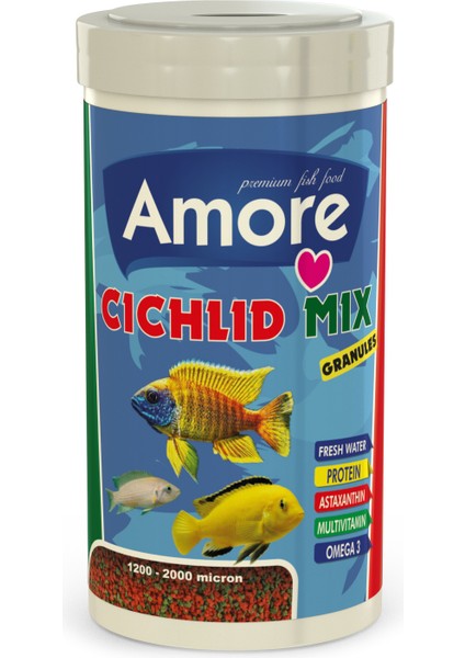 Cichlid Mix Granules 1000 ml Ahm Malawi Cichlid Colour 250 ml Balık Yemi