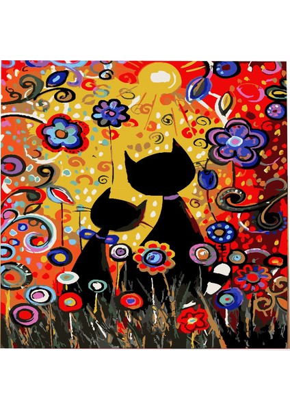 30X40 Sayılarla Boyama Fırça Boya Dahil Sandal Kedicikler