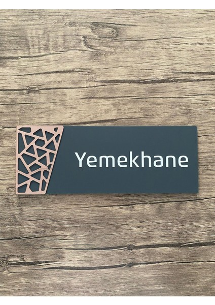 Antrasit Rose Gold Pattern Seri Yemekhane Kapı Isimliği