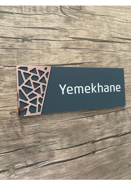 Antrasit Rose Gold Pattern Seri Yemekhane Kapı Isimliği
