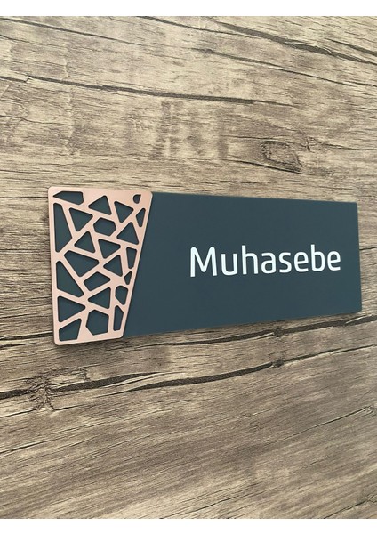 Antrasit Rose Gold Pattern Seri Muhasebe Kapı Isimliği