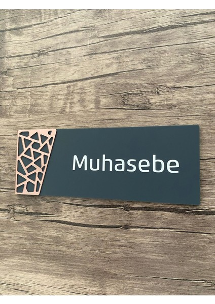 Antrasit Rose Gold Pattern Seri Muhasebe Kapı Isimliği
