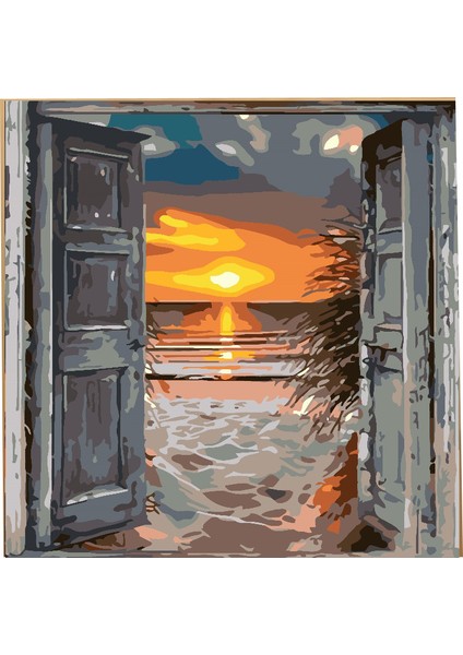 Sayılarla Boyama Seti 30X40 Fırça Boya Dahil Kum Güneş