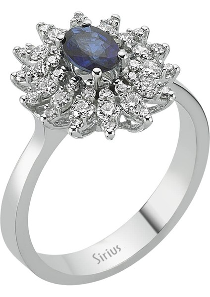 Pırlanta ve Oval Safir Taşlı Anturaj Yüzük 0404R0239