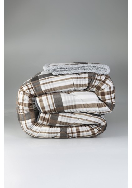 Comforter Çift Kişilik Yorgan Seti Wera Gri Koyu Kahve 220X240