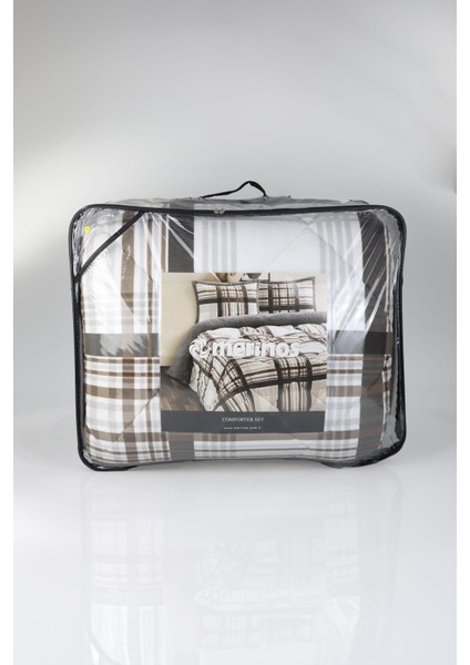 Comforter Çift Kişilik Yorgan Seti Wera Gri Koyu Kahve 220X240 indirimleri