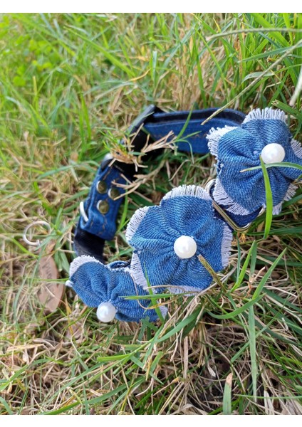 Köpek boyun tasması kot kolon lacivert genişlik:2,5cm boyun ölçüsü:25-40cm ayarlamalı dog collar T4-3M