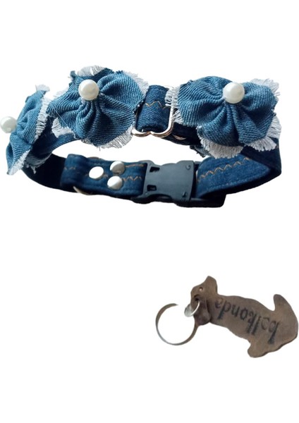 Köpek boyun tasması kot kolon lacivert genişlik:2,5cm boyun ölçüsü:25-40cm ayarlamalı dog collar T4-3M