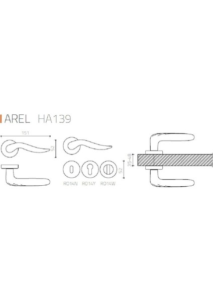 Arel Rozetli Kapı Kolu Altın Renk Wc modelleri