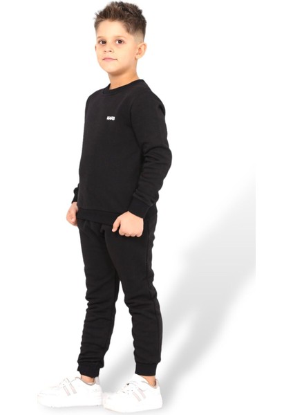 Unisex Kız ve Erkek Çocuk Alt Üst Eşofman Takım %100 Pamuk Yuvarlak Yaka