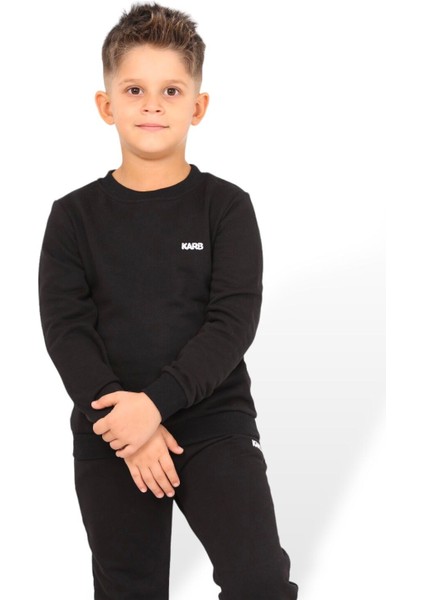 Unisex Kız ve Erkek Çocuk Alt Üst Eşofman Takım %100 Pamuk Yuvarlak Yaka