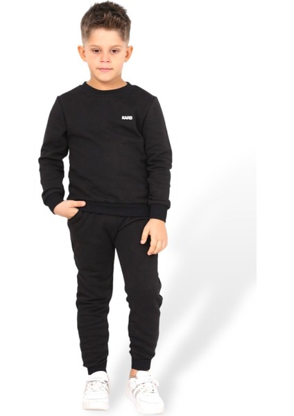 Unisex Kız ve Erkek Çocuk Alt Üst Eşofman Takım %100 Pamuk Yuvarlak Yaka