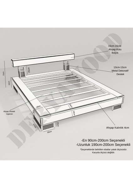 Noz Masif Ahşap Tek Kişilik Karyola 120X200 - Açık Ceviz Renk