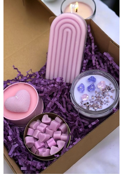 Aromatherapy Candle & Incense Set Gökkuşağı Mum, Kalpli Mum, Buhurdanlık Mumları, Taşlı Mum Seti