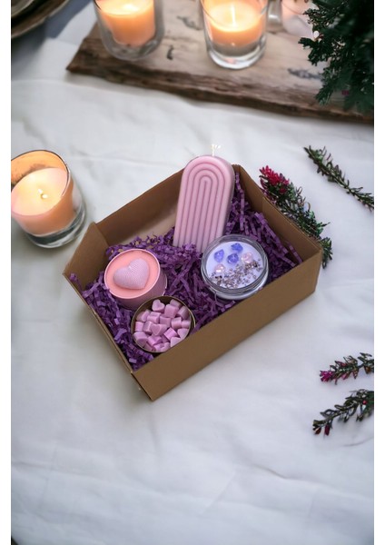 Aromatherapy Candle & Incense Set Gökkuşağı Mum, Kalpli Mum, Buhurdanlık Mumları, Taşlı Mum Seti