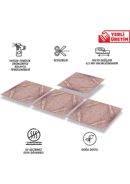 Kendinden Yapışkanlı Mermer Desenli Pvc Karo 30x30 cm 4 Adet 0,36 m2