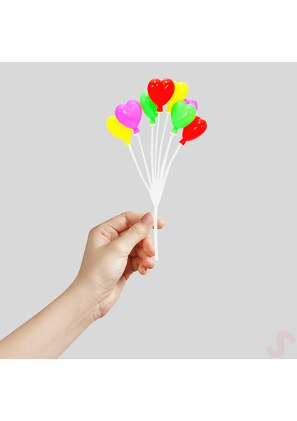 Plastik Minyatür 8'li Demet 17cm Teraryum Obje - Kalp