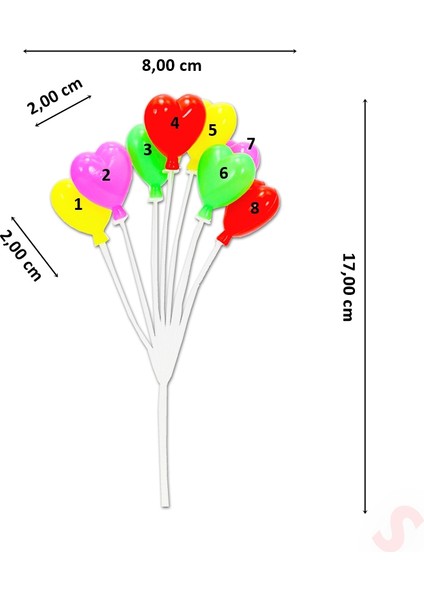 Plastik Minyatür 8'li Demet 17cm Teraryum Obje - Kalp fiyatları