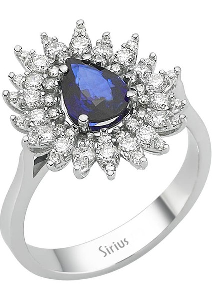 Pırlanta ve Damla Safir Taşlı Yüzük 0404R0254