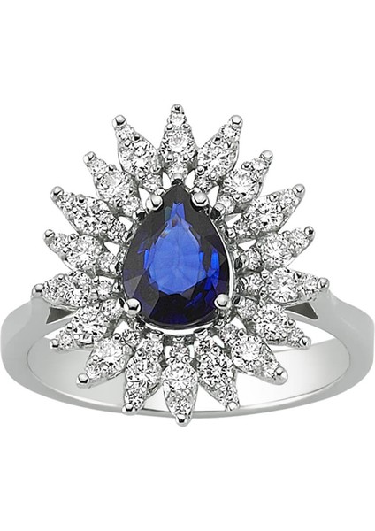 Pırlanta ve Damla Safir Taşlı Yüzük 0404R0254 fiyatları