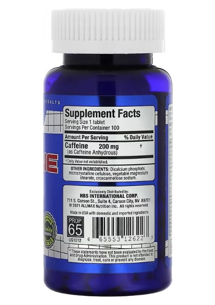 CAFFEINE,200MG/100TABLET (100 Servis).