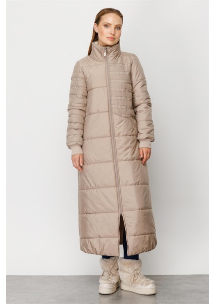 Garni Şerit İşleme Fulla Kapitone Dolgulu Spor Manto-Taş fiyatları