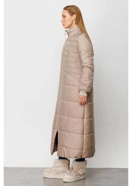 Garni Şerit İşleme Fulla Kapitone Dolgulu Spor Manto-Taş indirimleri