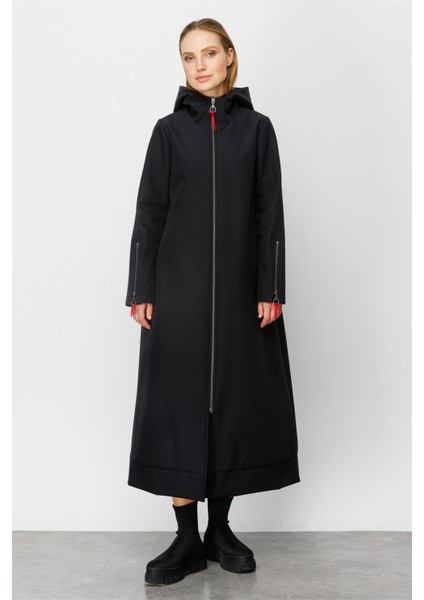 Rouge Detay Comfort Kumaş Içi Polar Kaplı Rahat Spor Manto Kaban-Siyah