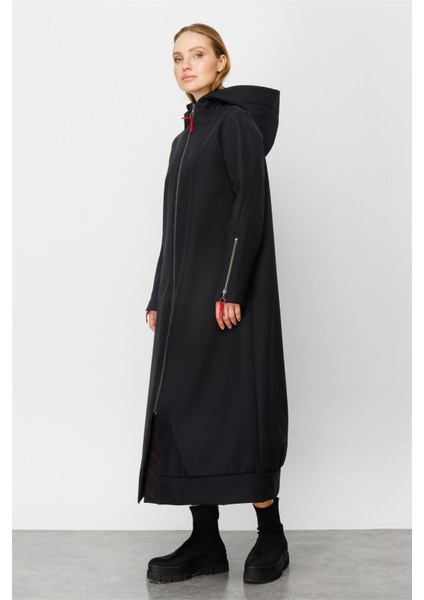 Rouge Detay Comfort Kumaş Içi Polar Kaplı Rahat Spor Manto Kaban-Siyah fiyatları