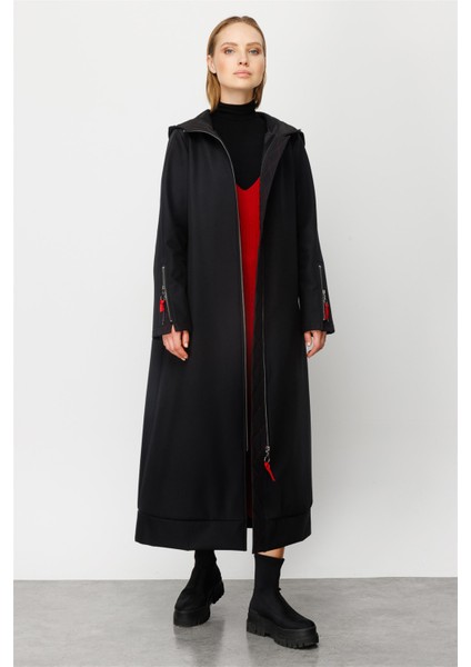 Rouge Detay Comfort Kumaş Içi Polar Kaplı Rahat Spor Manto Kaban-Siyah modelleri