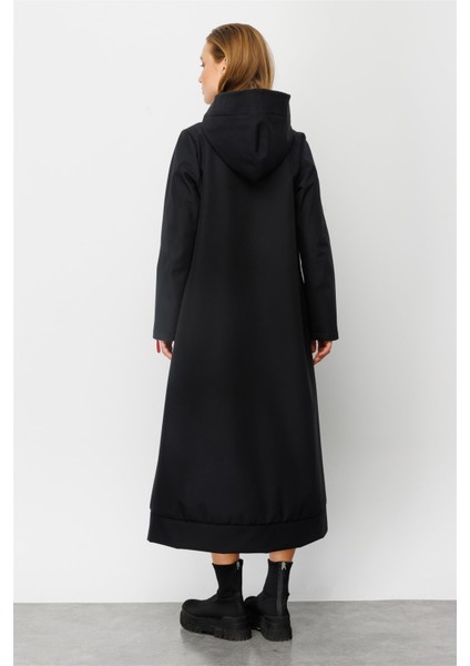 Rouge Detay Comfort Kumaş Içi Polar Kaplı Rahat Spor Manto Kaban-Siyah fırsatları