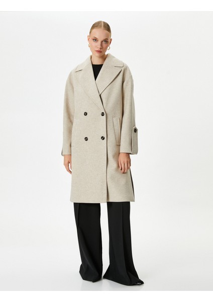 Kaşe Kaban Kruvaze Düğmeli Cep Detaylı modelleri