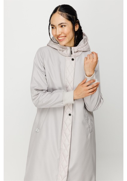 M/C Sportive Full Dolgulu Garni Detaylı Spor Manto Kaban-Gümüş modelleri